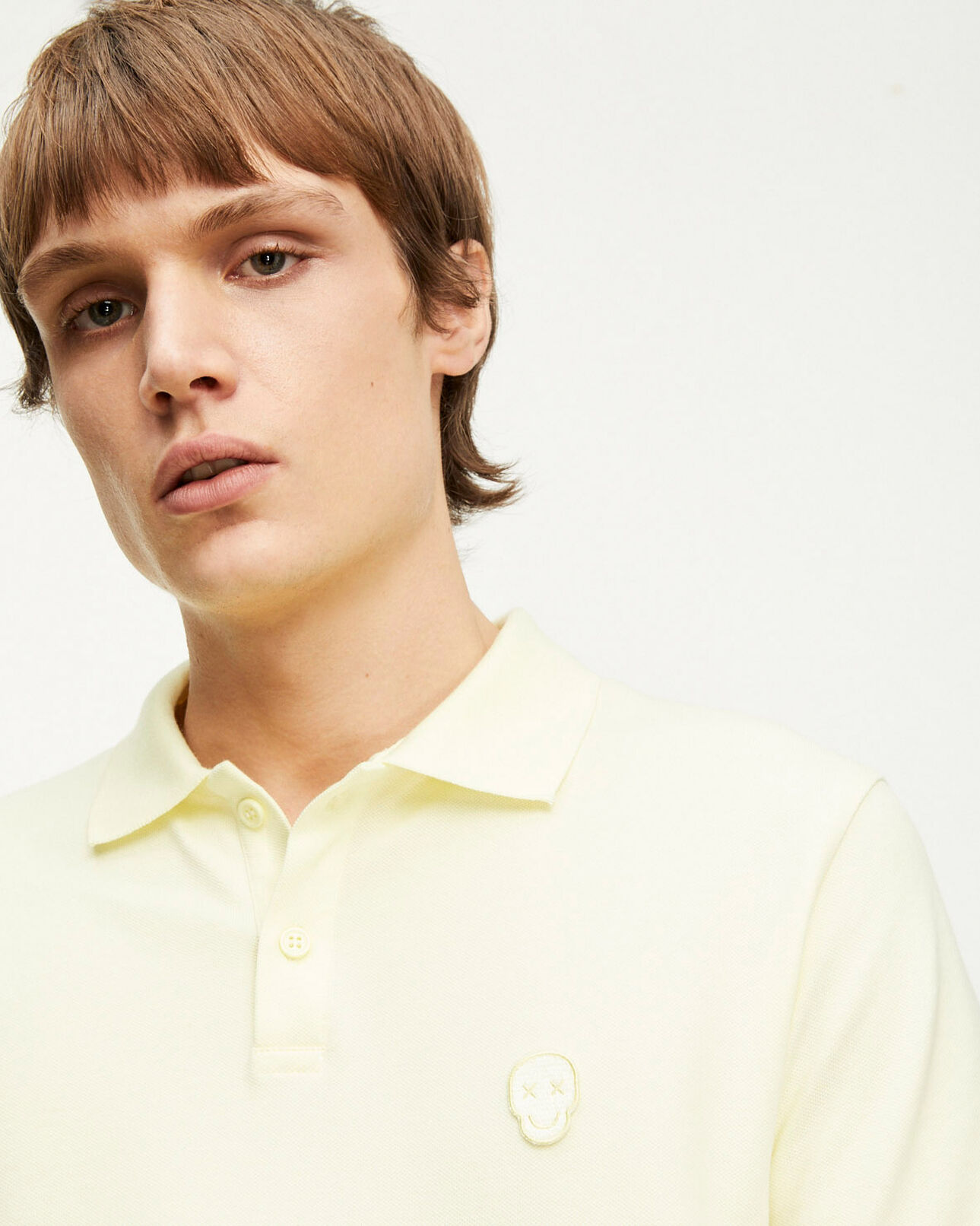 The Kooples HOMME LIGHT YELLOW polo jaune clair broderie tête de mort