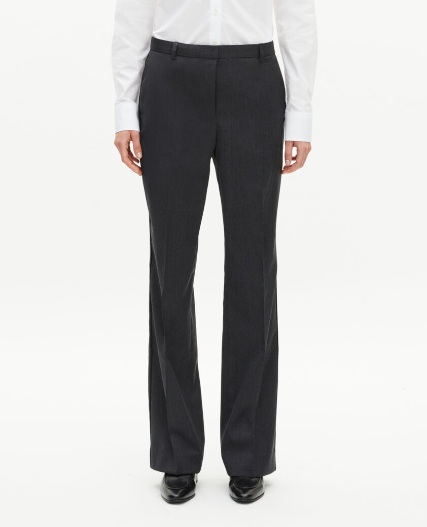 The Kooples WOMEN ANTHRACITE dark gray wool straight pants