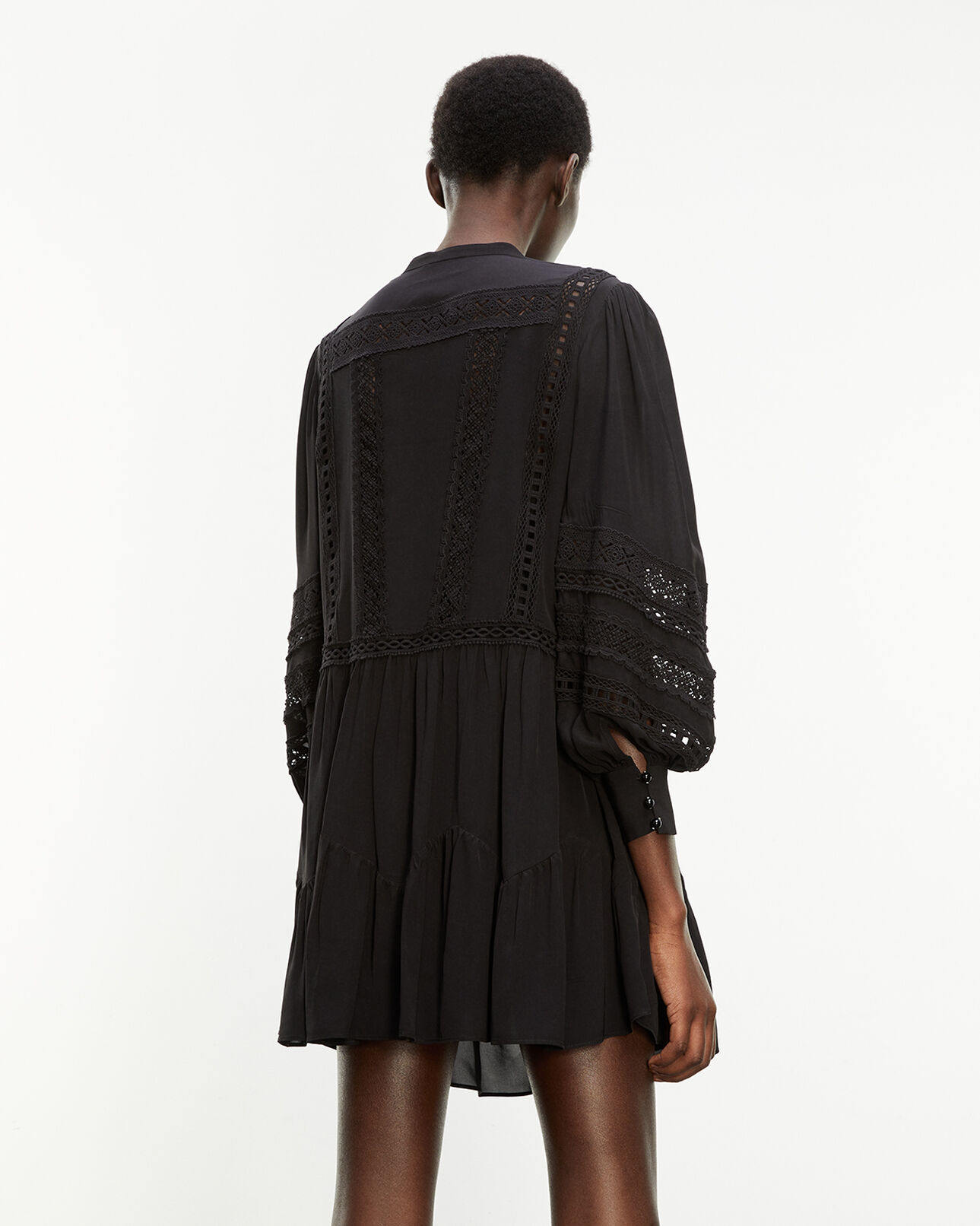 The Kooples DAMEN BLACK kurzes kleid schwarz spitzendetail