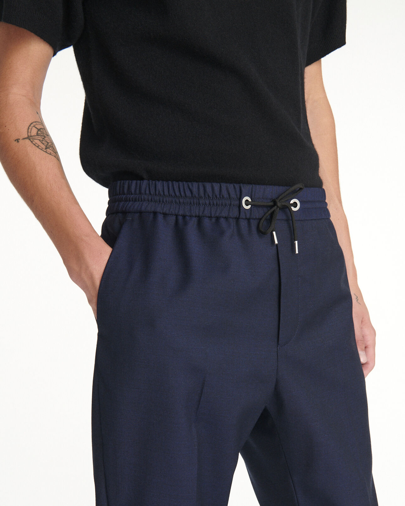 The Kooples MEN NAVY flowing navy blue pants