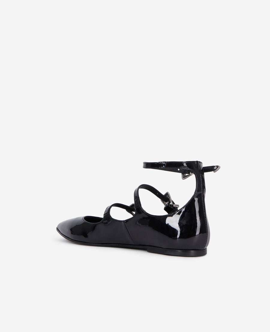 The Kooples WOMEN BLACK black leather ballerinas with western buckles