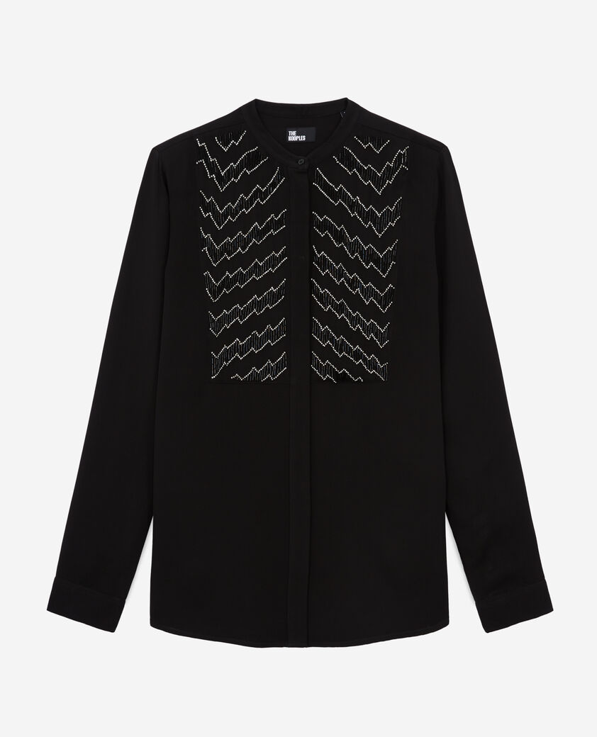 The Kooples WOMEN BLACK black shirt with pearl details
