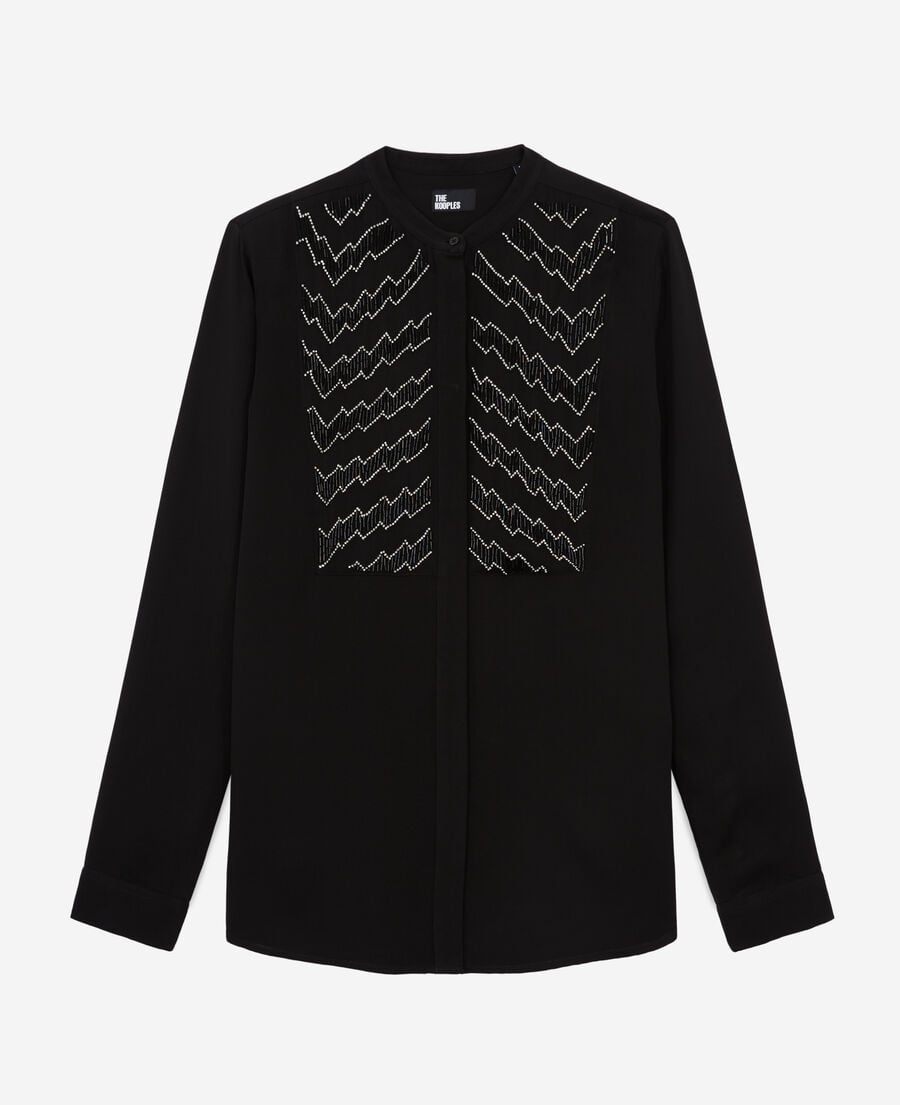 The Kooples MUJER BLACK camisa detalles perlas negra
