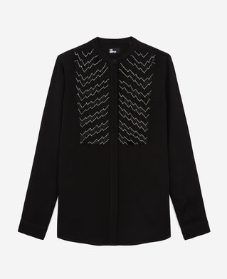 The Kooples MUJER BLACK camisa detalles perlas negra