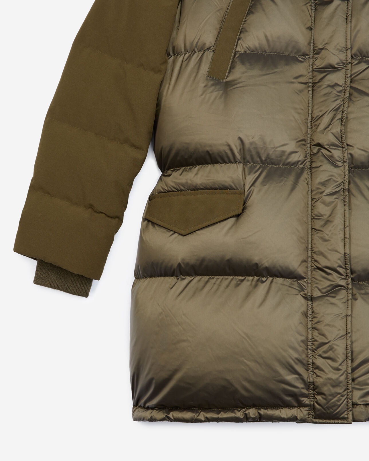 The Kooples FEMME KAKI doudoune kaki longue bimatière