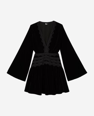 The Kooples FEMME BLACK robe courte en velours noire