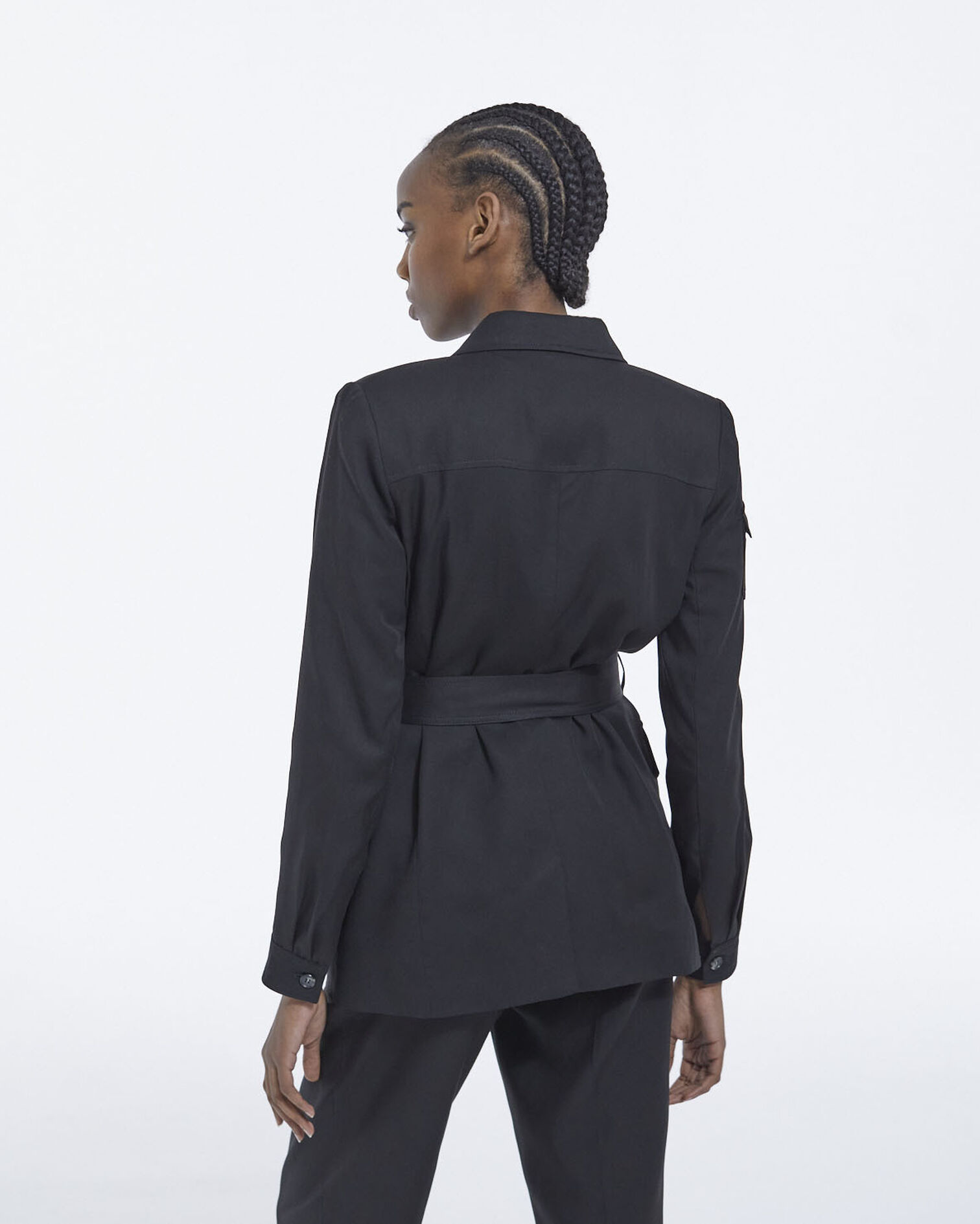 Flowing black tencel jacket with pockets, BLACK, hi-res image number null