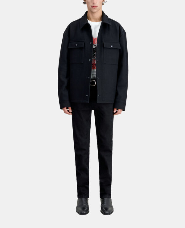 black wool-blend overshirt jacket