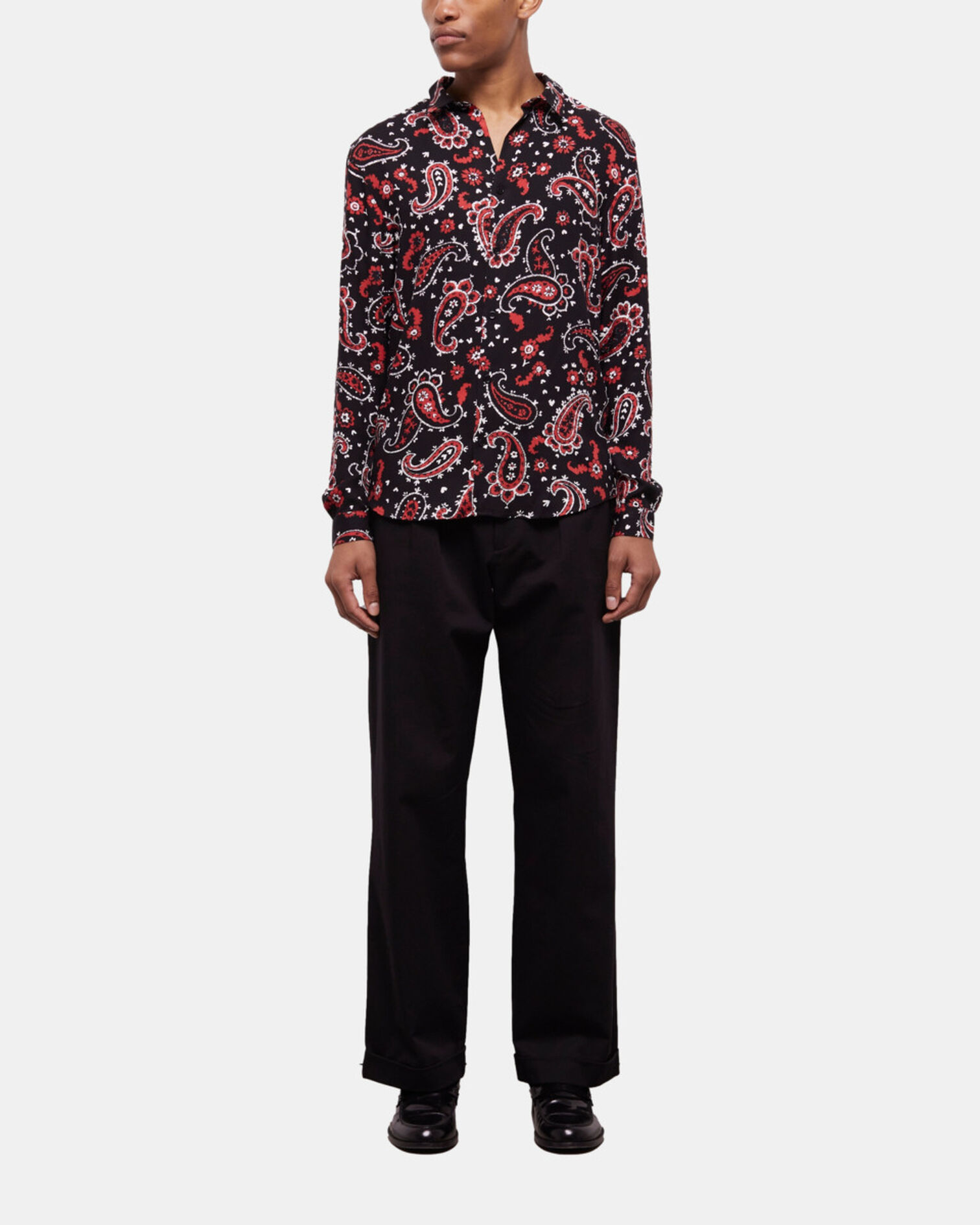 Printed shirt, BLACK - RED, hi-res image number null
