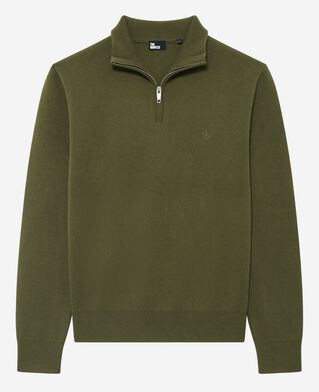 The Kooples HOMME KAKI pull col camionneur en laine double face kaki