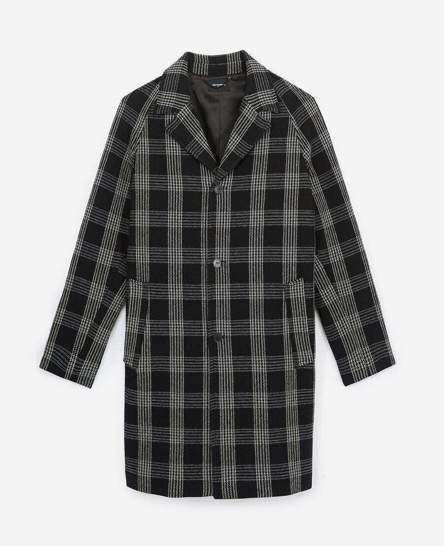 The Kooples HERREN BLACK-ECRU bedruckter übergroßer mantel mit knöpfen