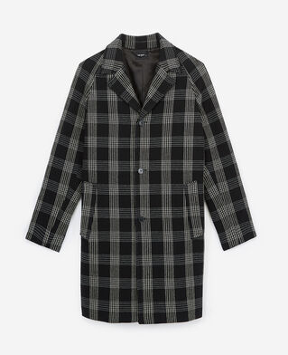 The Kooples HERREN BLACK-ECRU bedruckter übergroßer mantel mit knöpfen