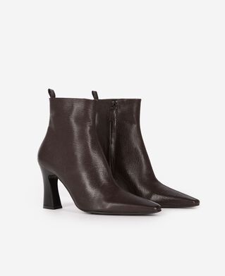 The Kooples WOMEN BROWN brown lizard-effect leather ankle boots