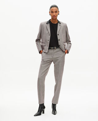 The Kooples WOMEN BLACK GREY black and white houndstooth tailored pants