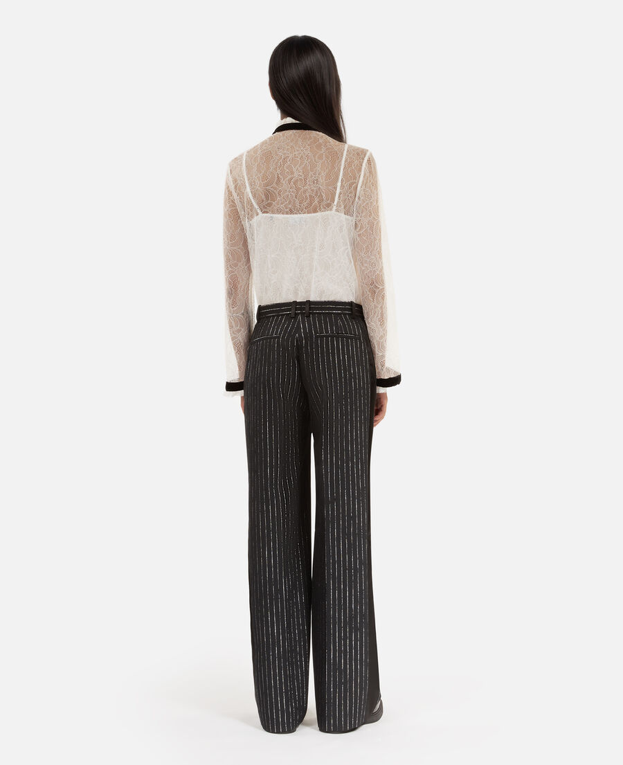 The Kooples WOMEN BLACK black striped straight-leg pants