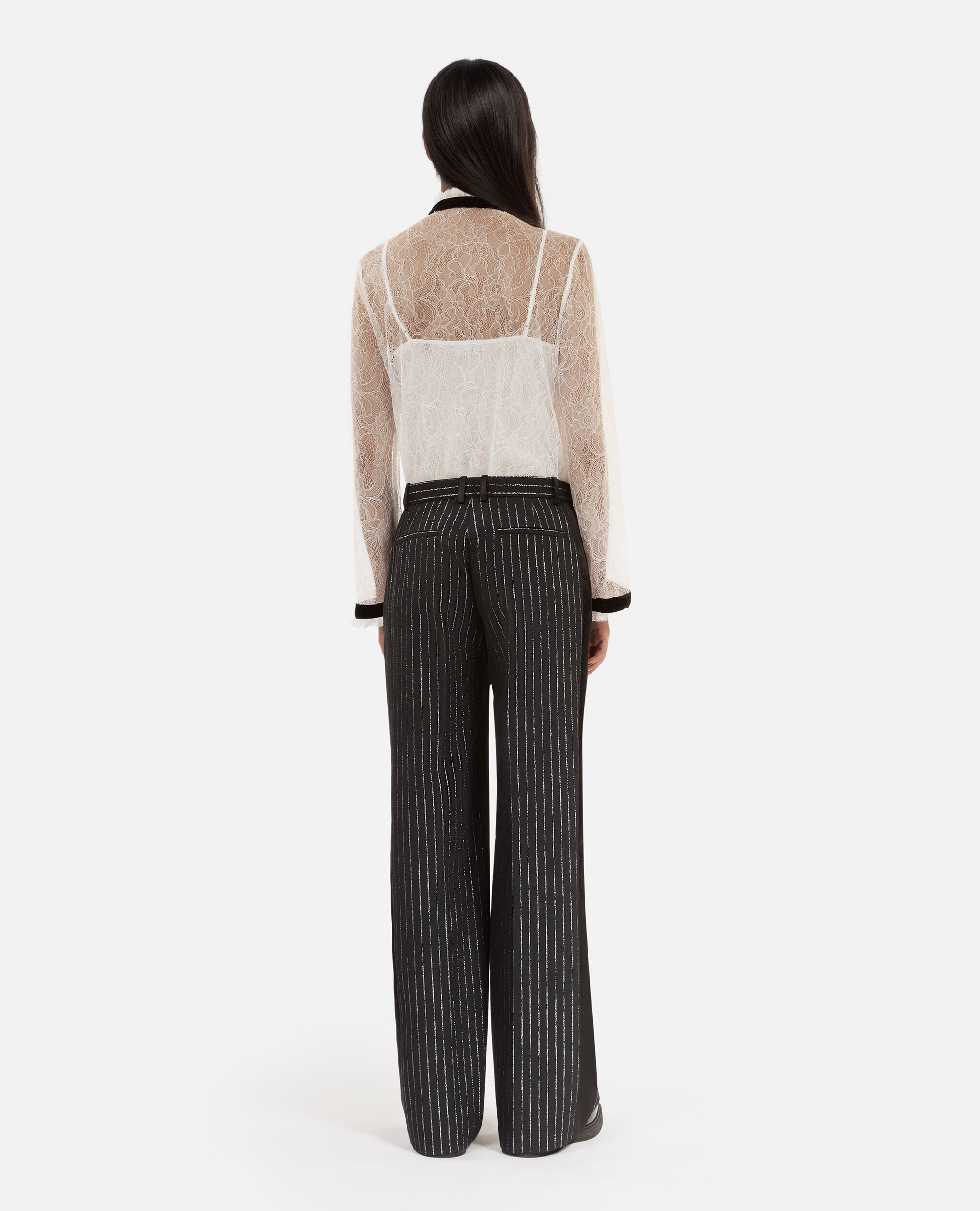 Pantalon tailleur droit à rayures noir, BLACK, hi-res image number null