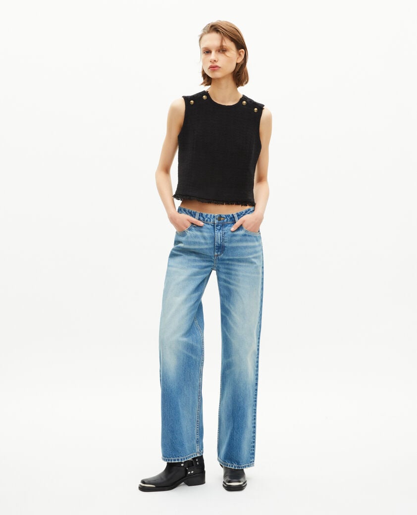 The Kooples FEMME BLACK top en tweed noir