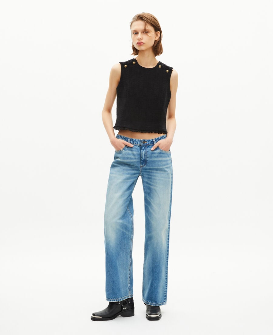 The Kooples FEMME BLACK top en tweed noir