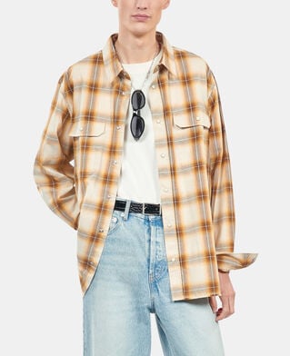 The Kooples HOMME BROWN-BEIGE chemise &agrave; carreaux