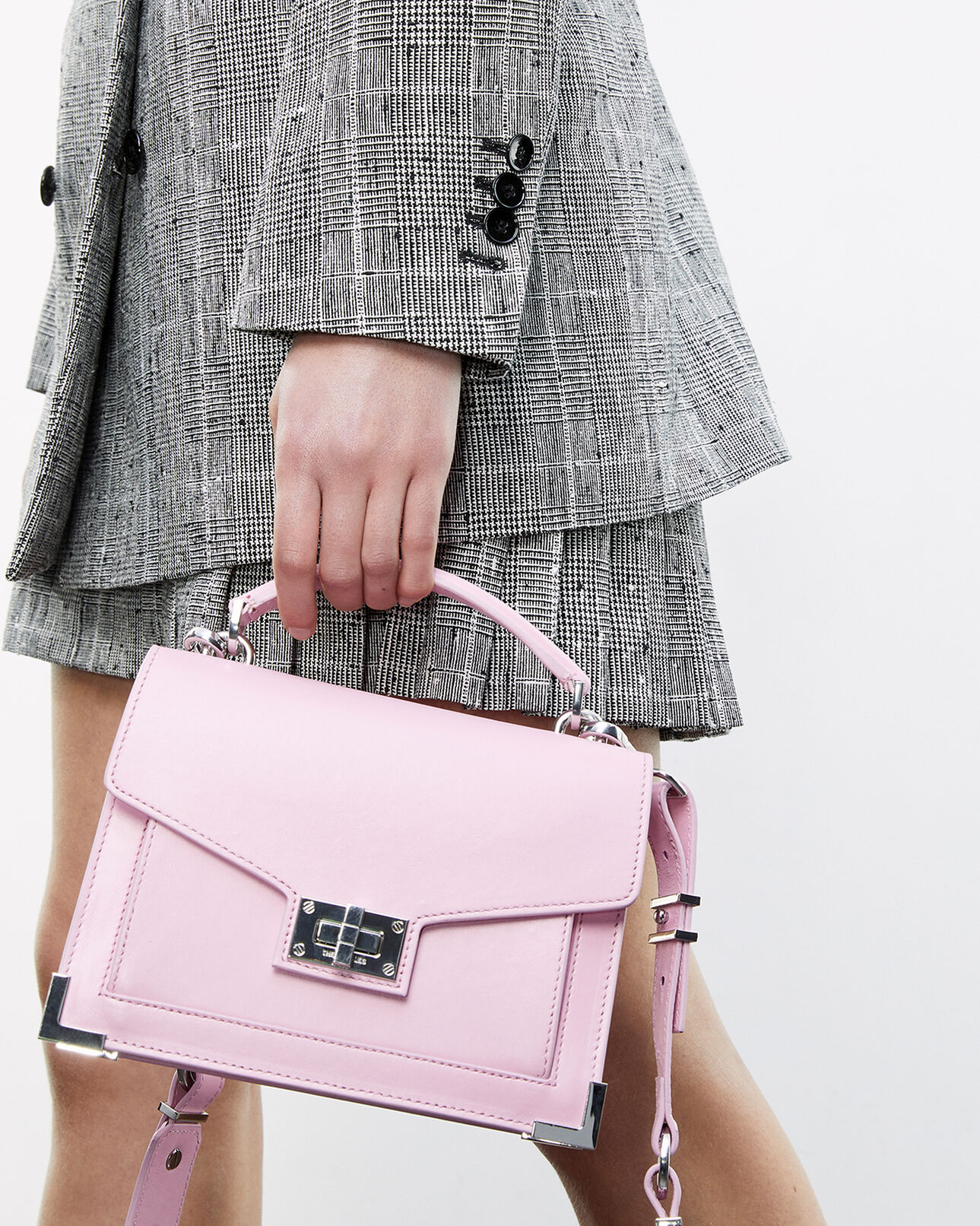 The Kooples FEMME PINK sac small emily cuir lisse rose pastel