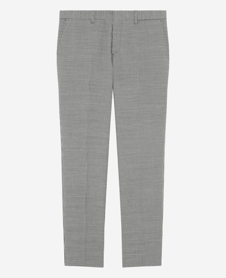 The Kooples HOMME BLACK GREY pantalon de costume ajusté en pied de poule noir et blanc