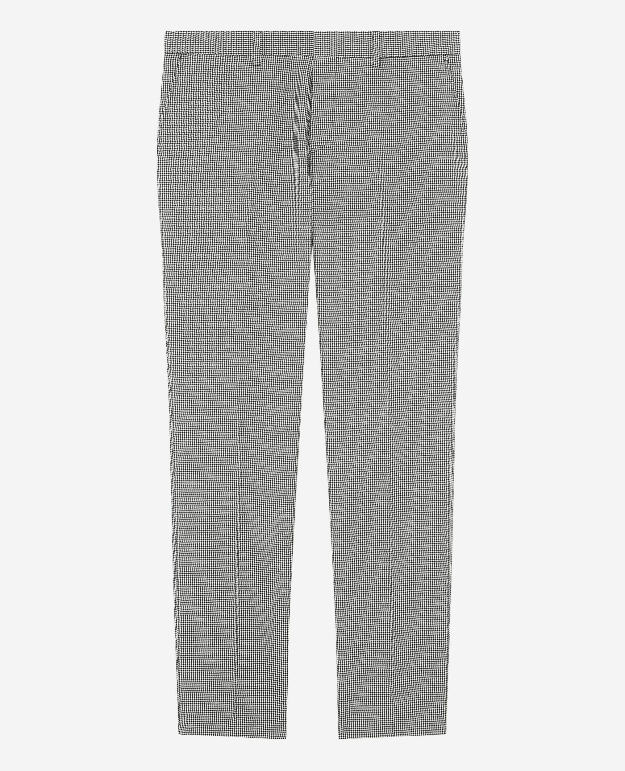 Pantalon de costume ajusté en pied de poule noir et blanc, BLACK GREY, hi-res image number null