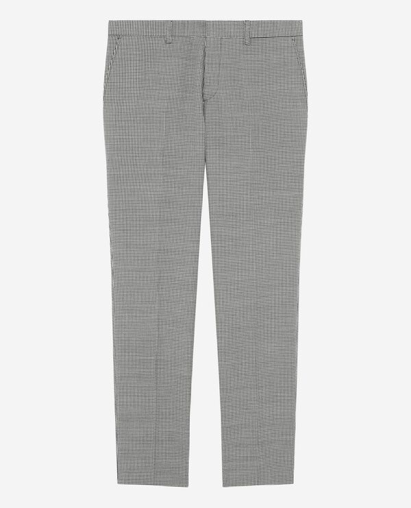 The Kooples HOMME BLACK GREY pantalon de costume ajusté en pied de poule noir et blanc