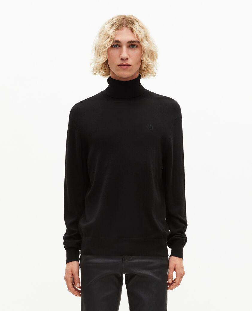 The Kooples HOMME BLACK pull col roulé en laine mérinos noir