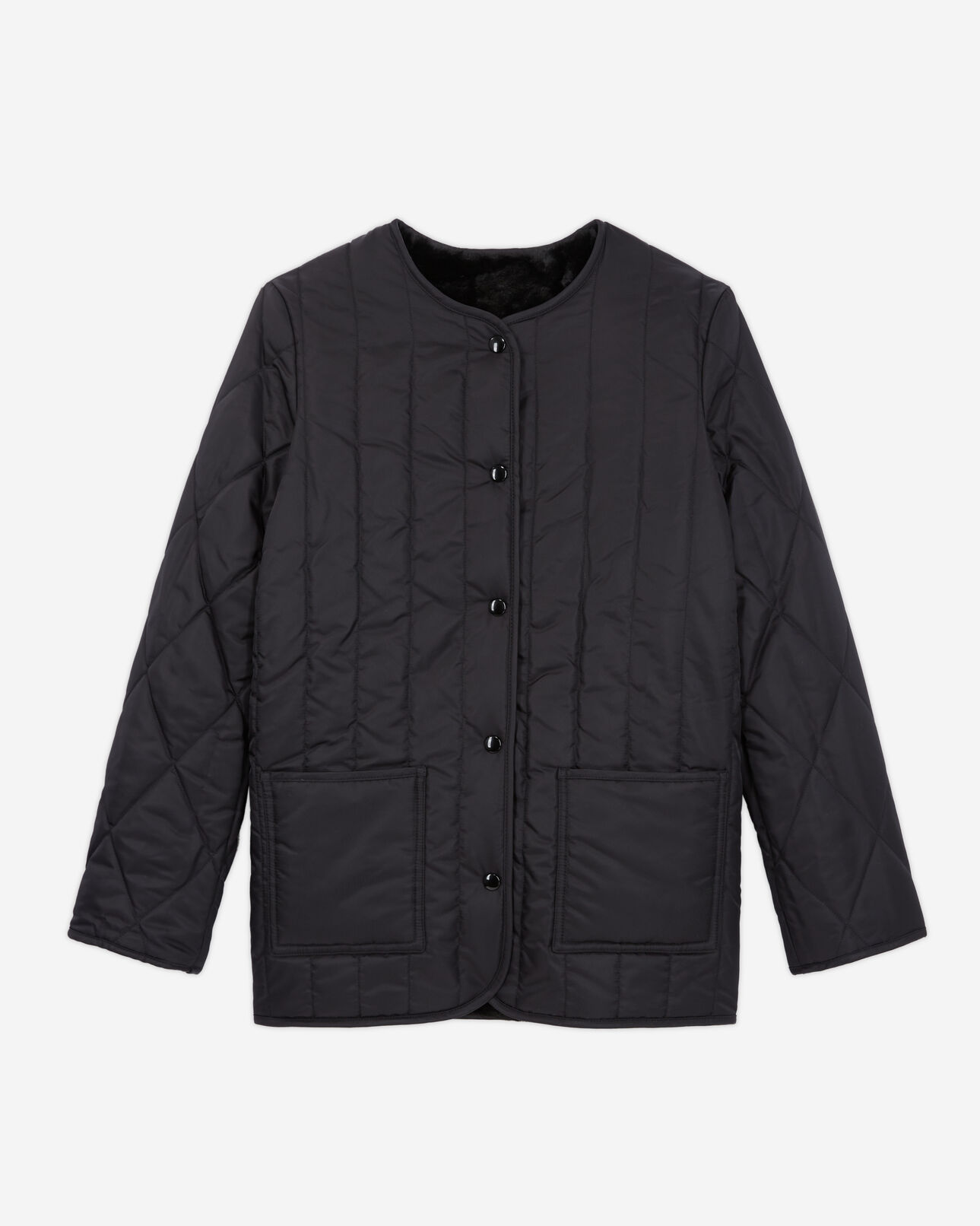 The Kooples FEMME BLACK blouson réversible en fausse fourrure noir