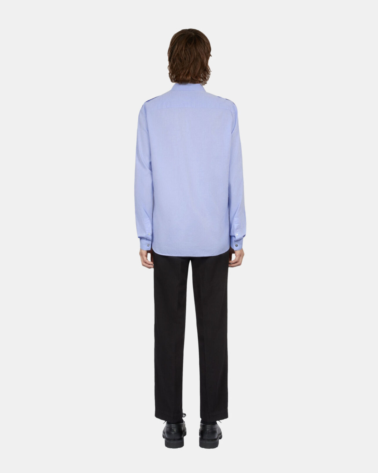 The Kooples MEN LIGHT BLUE sky blue chevron shirt