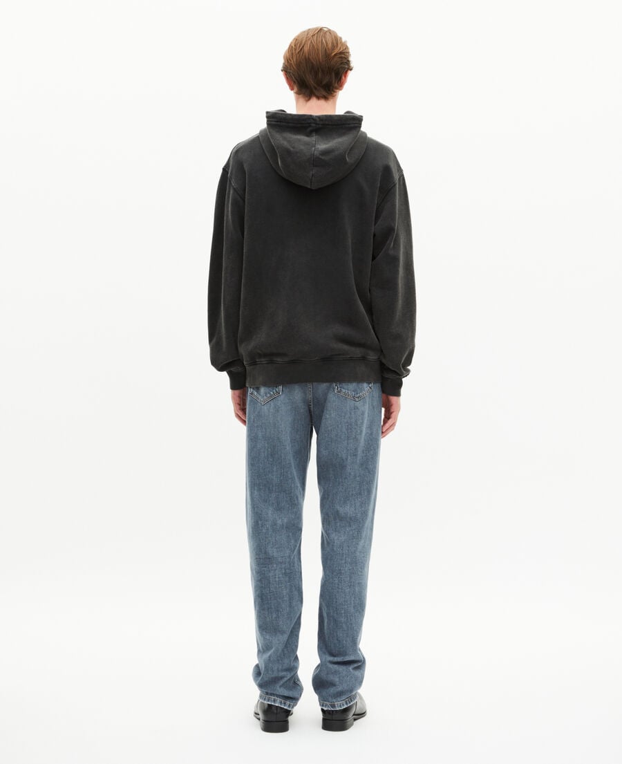The Kooples H BLACK WASHED zipped sweatshirt with black silk-screen print