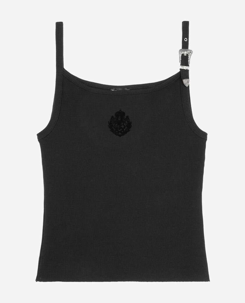 The Kooples WOMEN BLACK black ribbed tank top