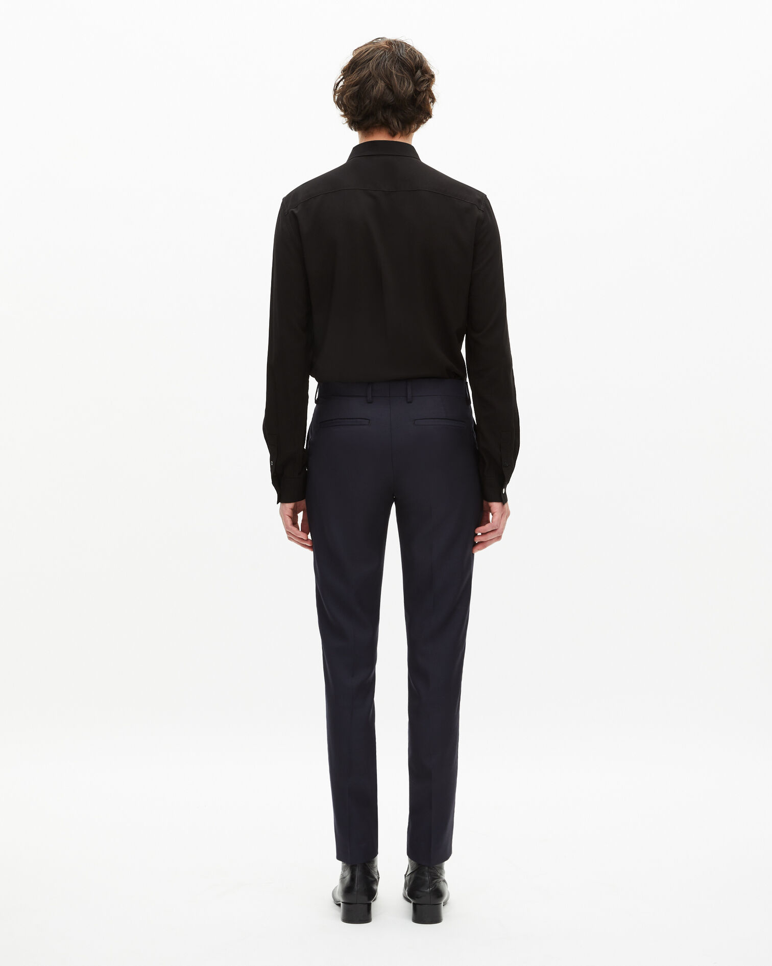 Pantalon de costume en laine ajusté bleu, DARK NAVY, hi-res image number null