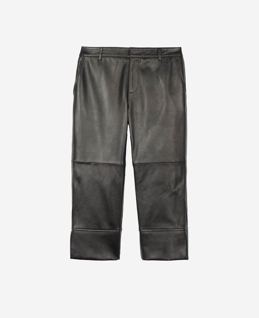 The Kooples F BLACK black leather capri pants