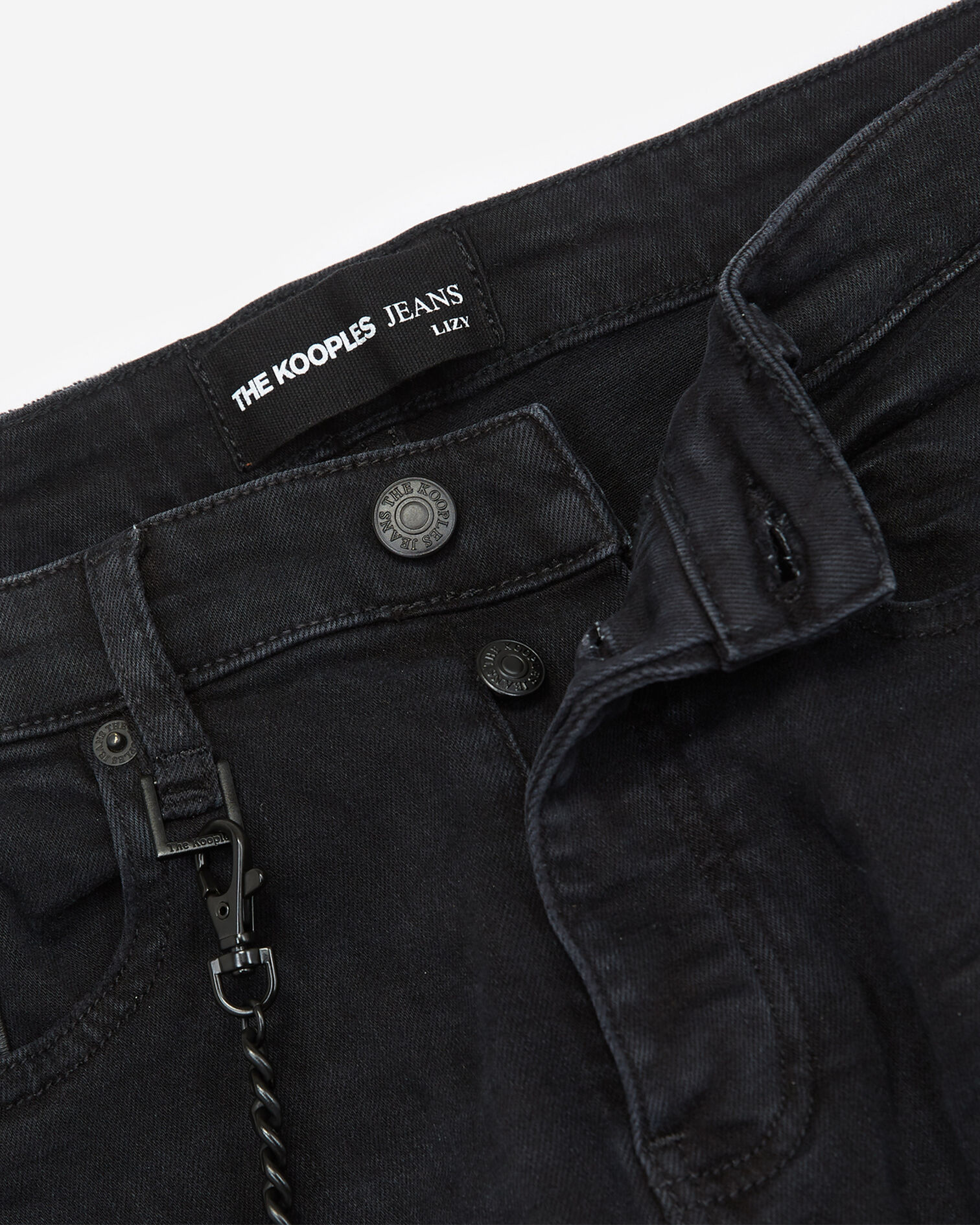 Black jeans with detachable chain - knee rip, BLACK WASHED, hi-res image number null