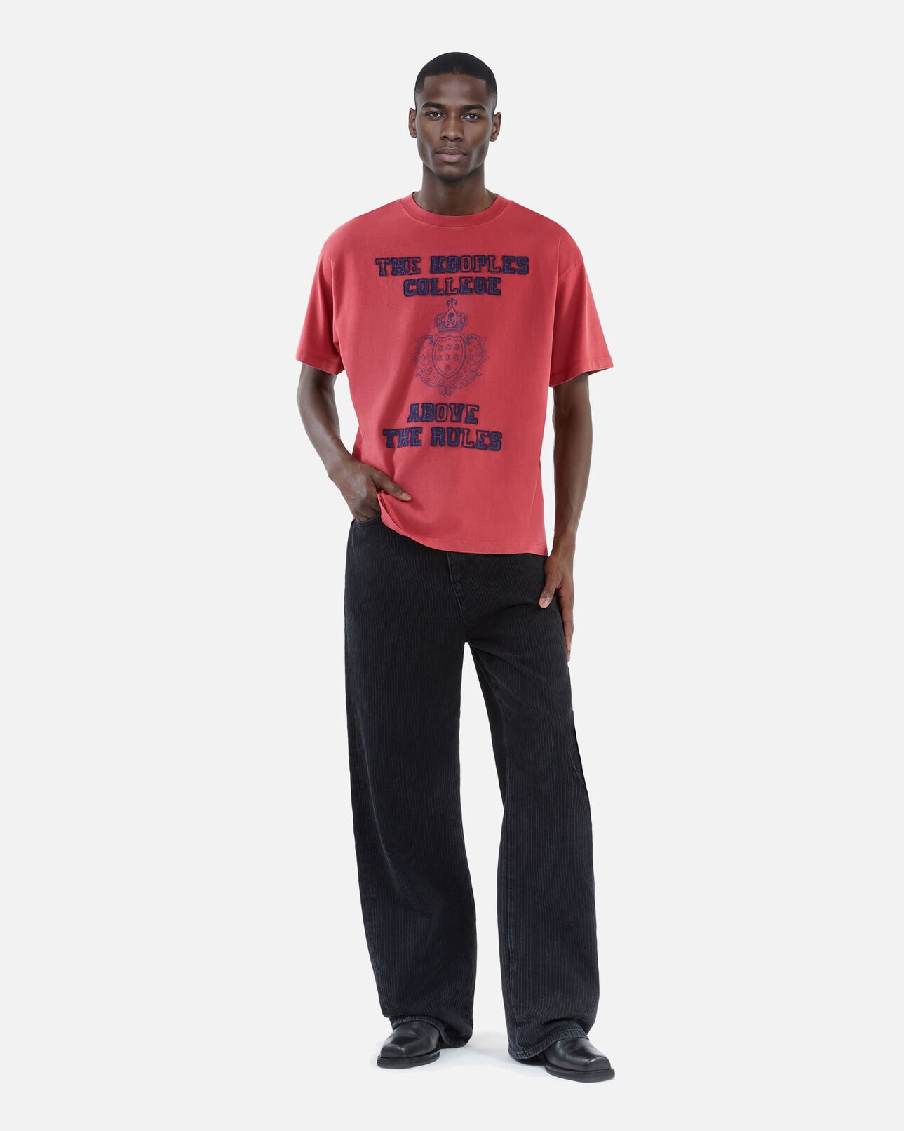 The Kooples HOMME RED / BURGUNDY t-shirt avec sérigraphie rouge