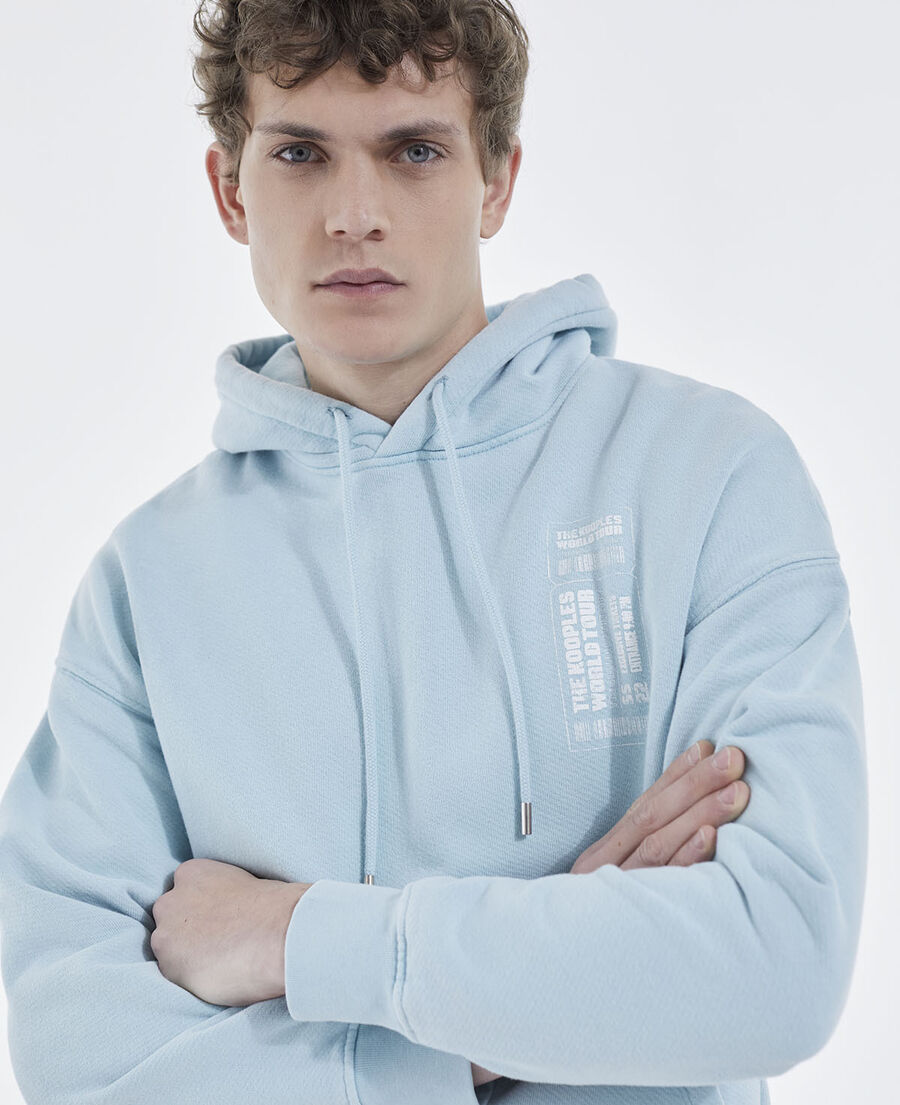 Sky blue hoodie with oversized print | The Kooples
