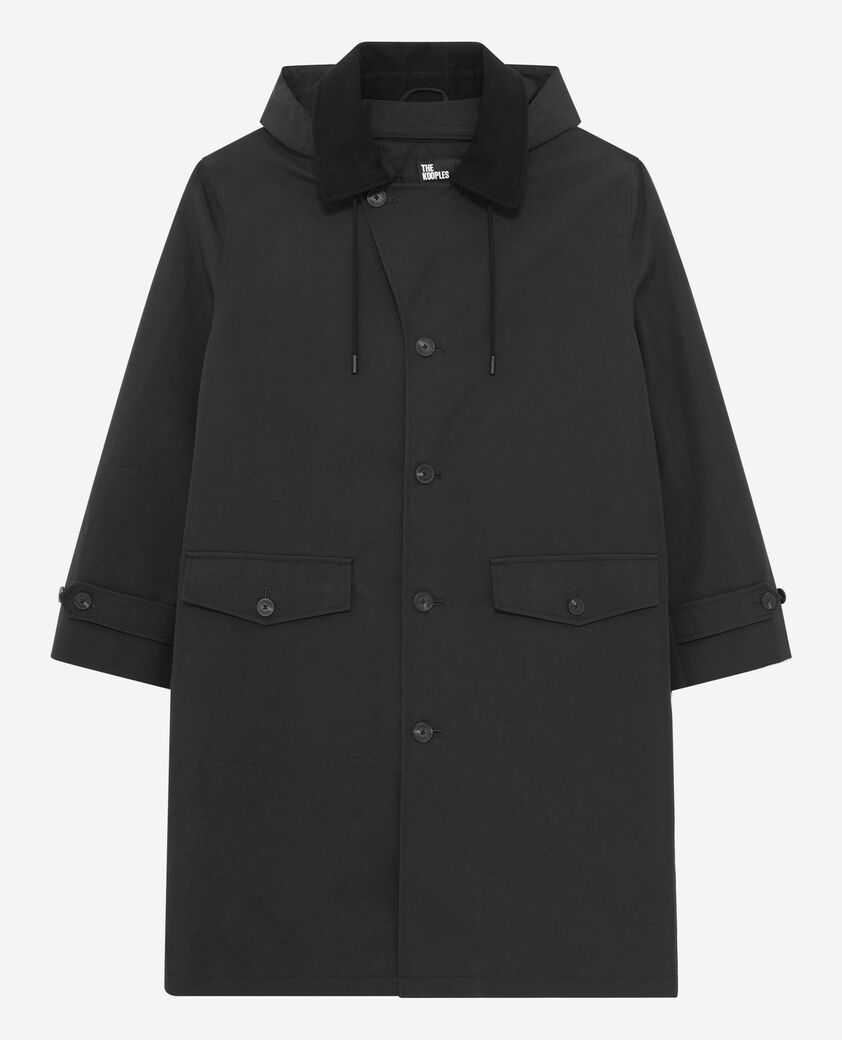 The Kooples MEN BLACK black hooded trench parka