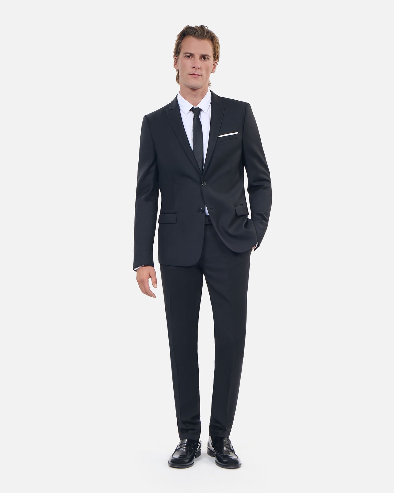 The Kooples HOMME BLACK veste de costume en laine noire coupe ajustée