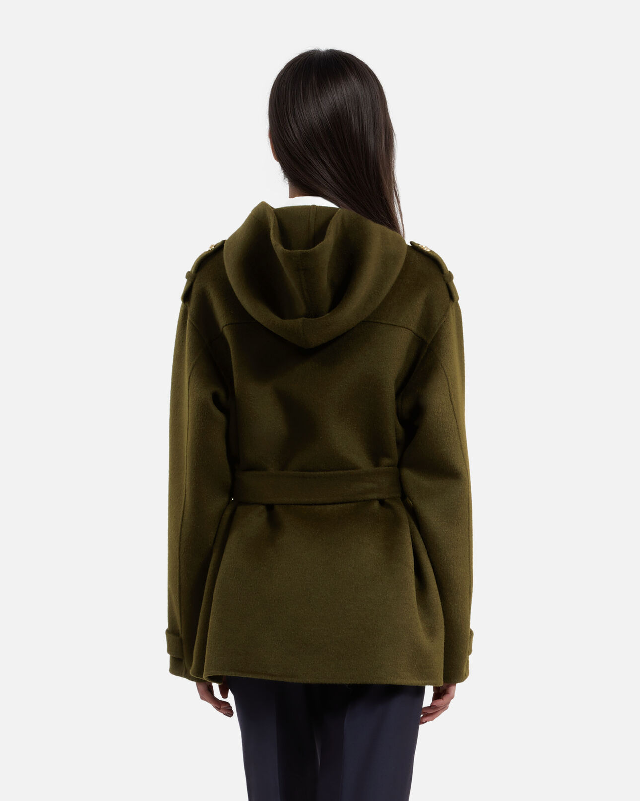 The Kooples DAMEN KAKI khakifarbene offiziersjacke aus wollmischung