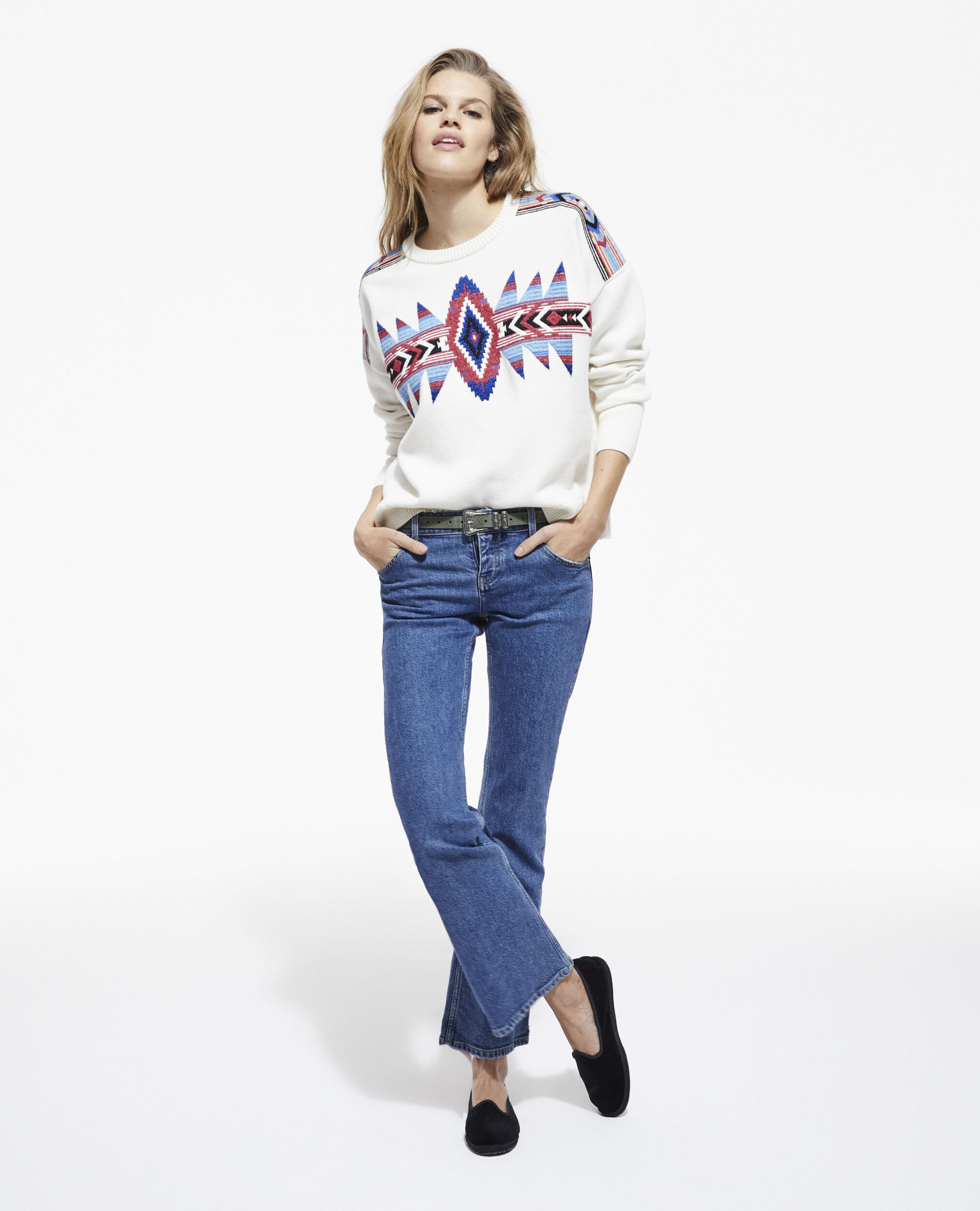 Embroidered wool sweater, OFF WHITE, hi-res image number null