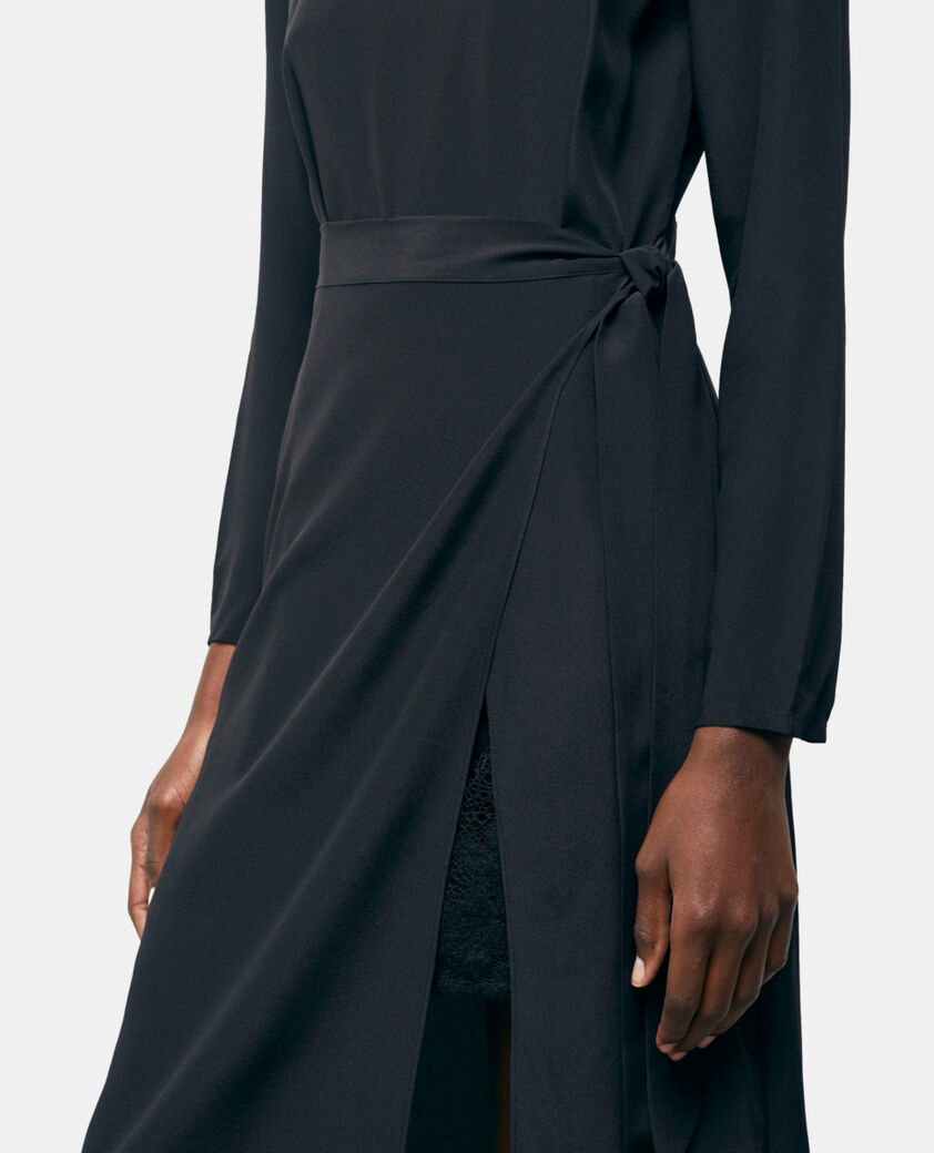 The Kooples WOMEN BLACK long black silk dress