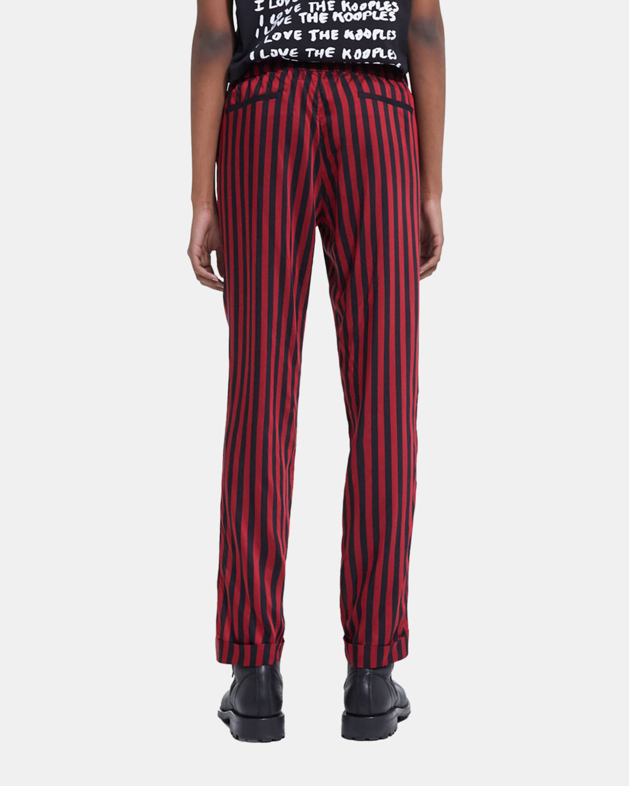 The Kooples FEMME ROUGE NOIR pantalon à rayures