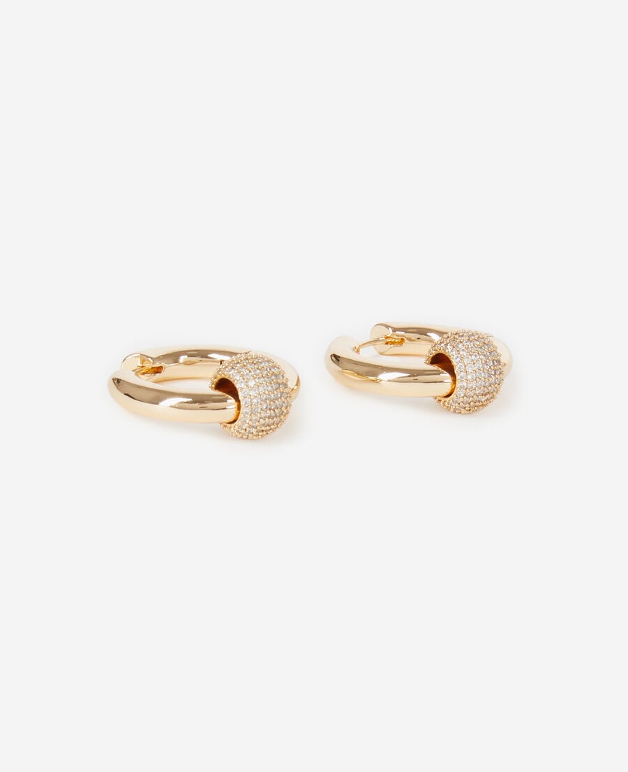 The Kooples FEMME GOLD boucles d'oreilles cr&eacute;ole avec strass dor&eacute;es