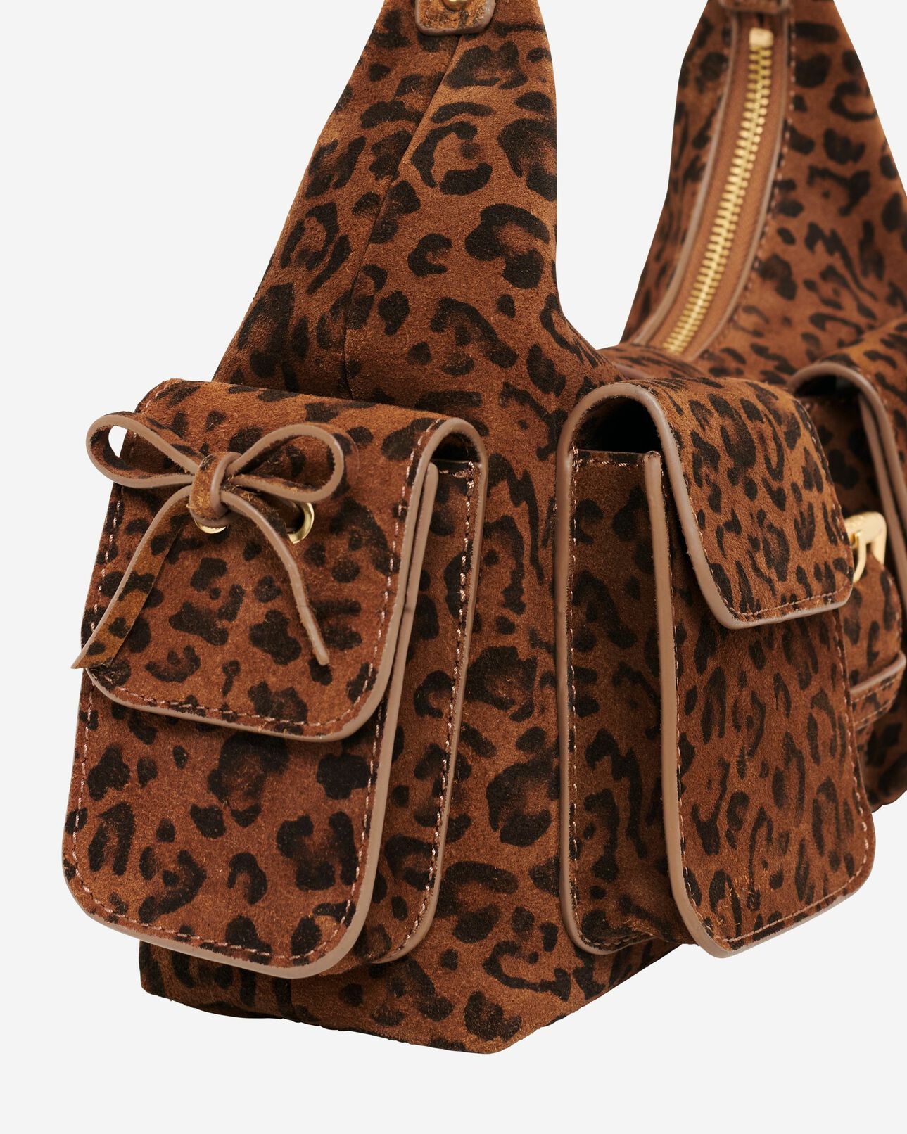 The Kooples FEMME LEOPARD sac amelia en cuir suède imprimé léopard