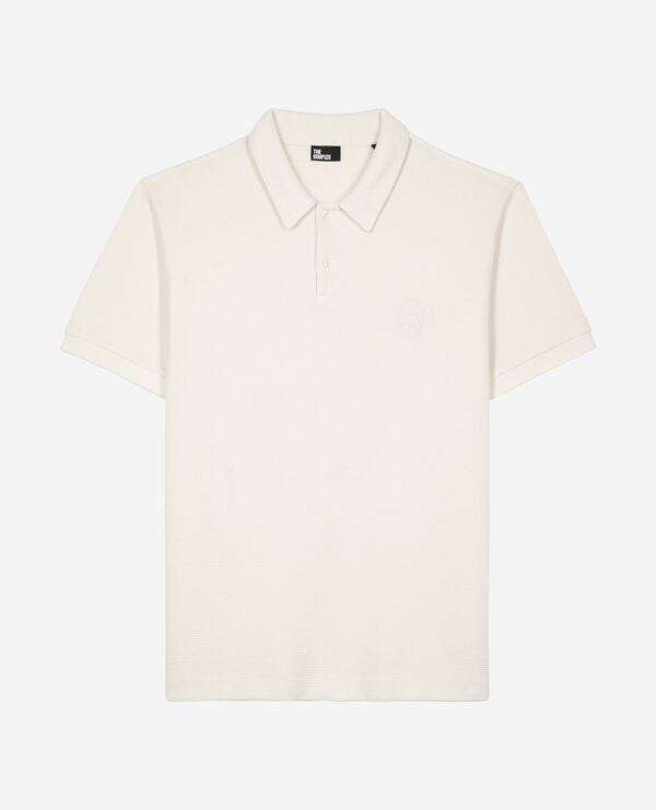 The Kooples HOMME ECRU polo en nid d'abeille avec blason écru