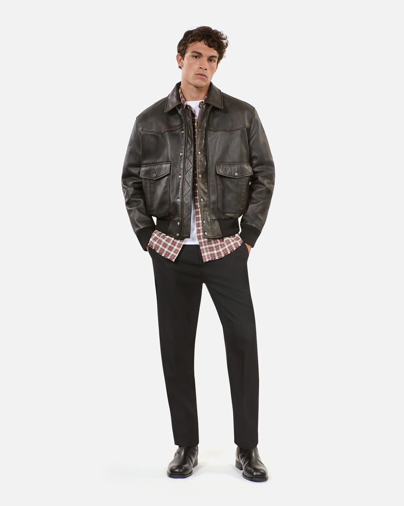 The Kooples MEN DARK BROWN brown leather jacket