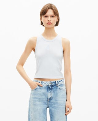 The Kooples F LIGHT BLUE tank top with light blue coat of arms