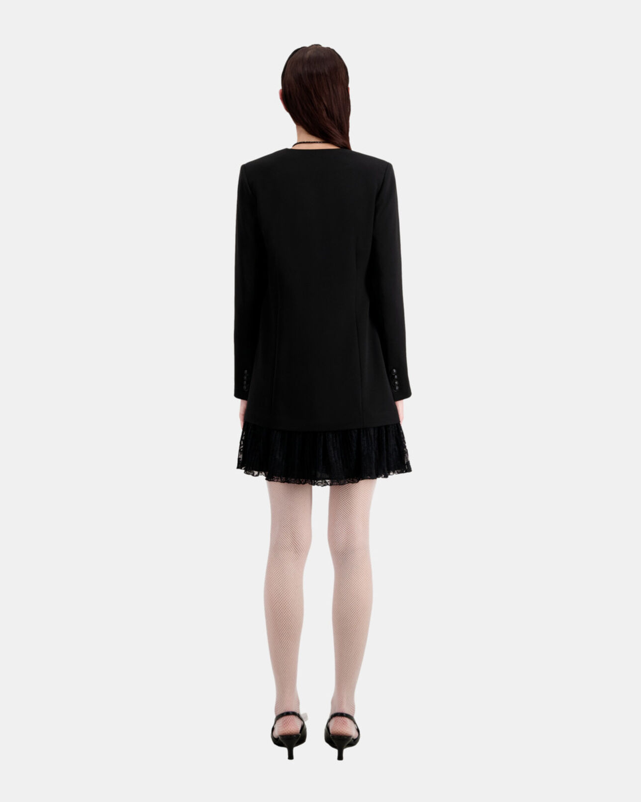 The Kooples WOMEN BLACK short black crepe and lace dress