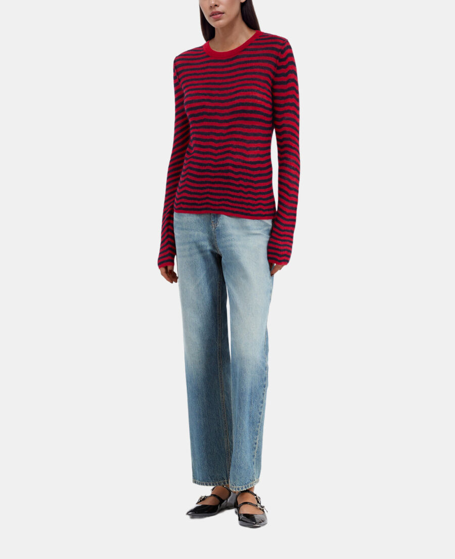 The Kooples F RED / BLUE striped mohair sweater 